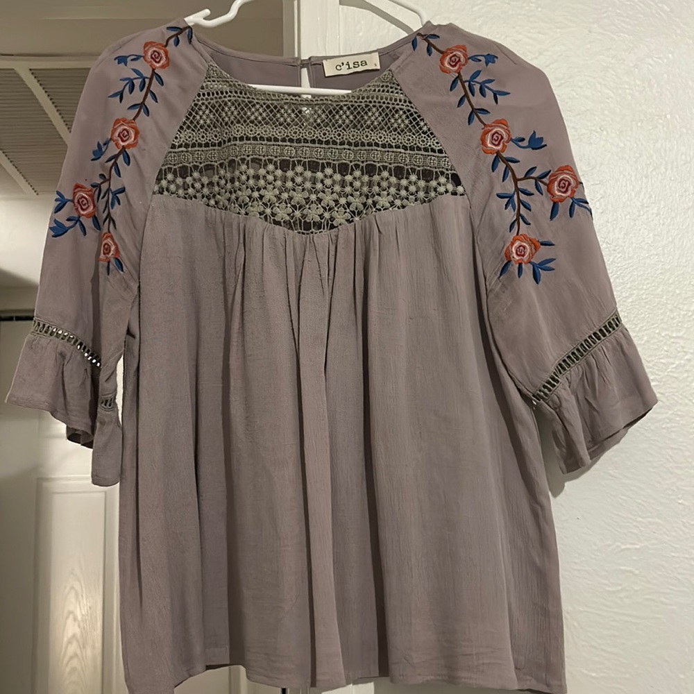 Purple embroidered top